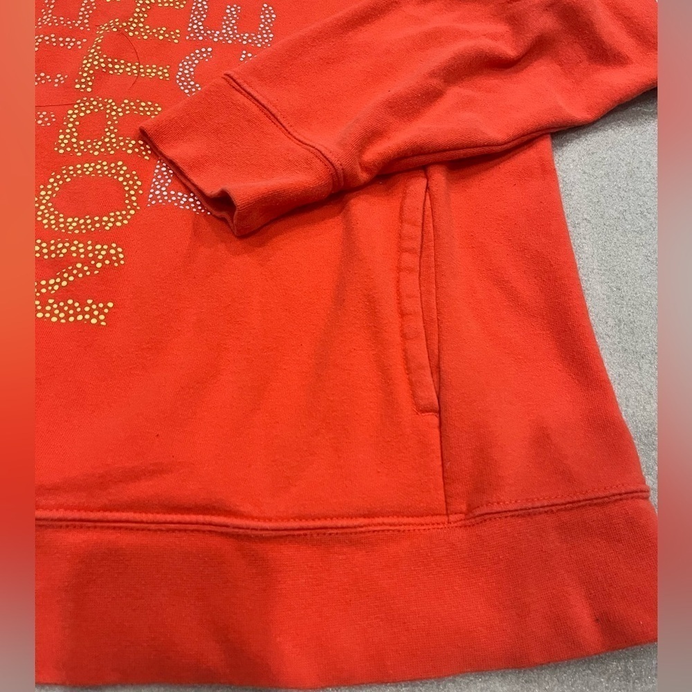 [XL]The North Face Half Dome Women Orange Red Hoodie Drawstring Cotton Blend - Picture 2 of 7